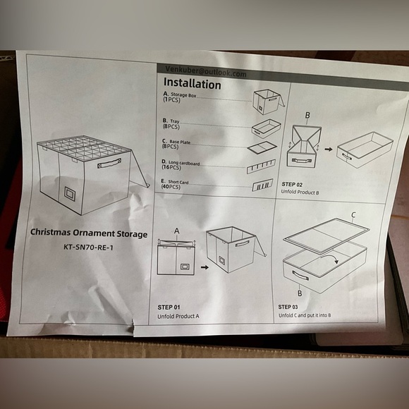NIB FREE SHPG 2 Red Ornament Storage Boxes each holds 72 ornaments. - Picture 2 of 6